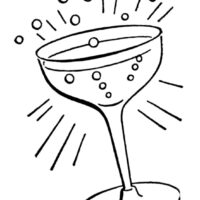 Retro Cocktail clipart with glass and bubbles
