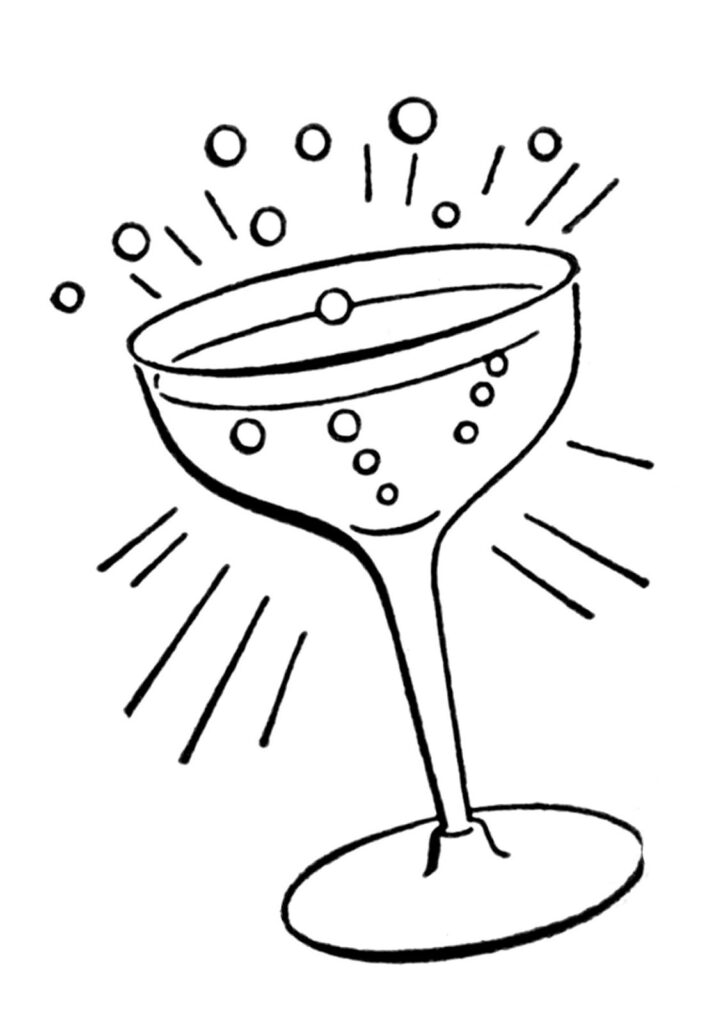 Retro Cocktail clipart with glass and bubbles