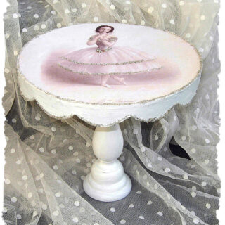 DIY Pedestal Cake Stand with Pink Ballerina