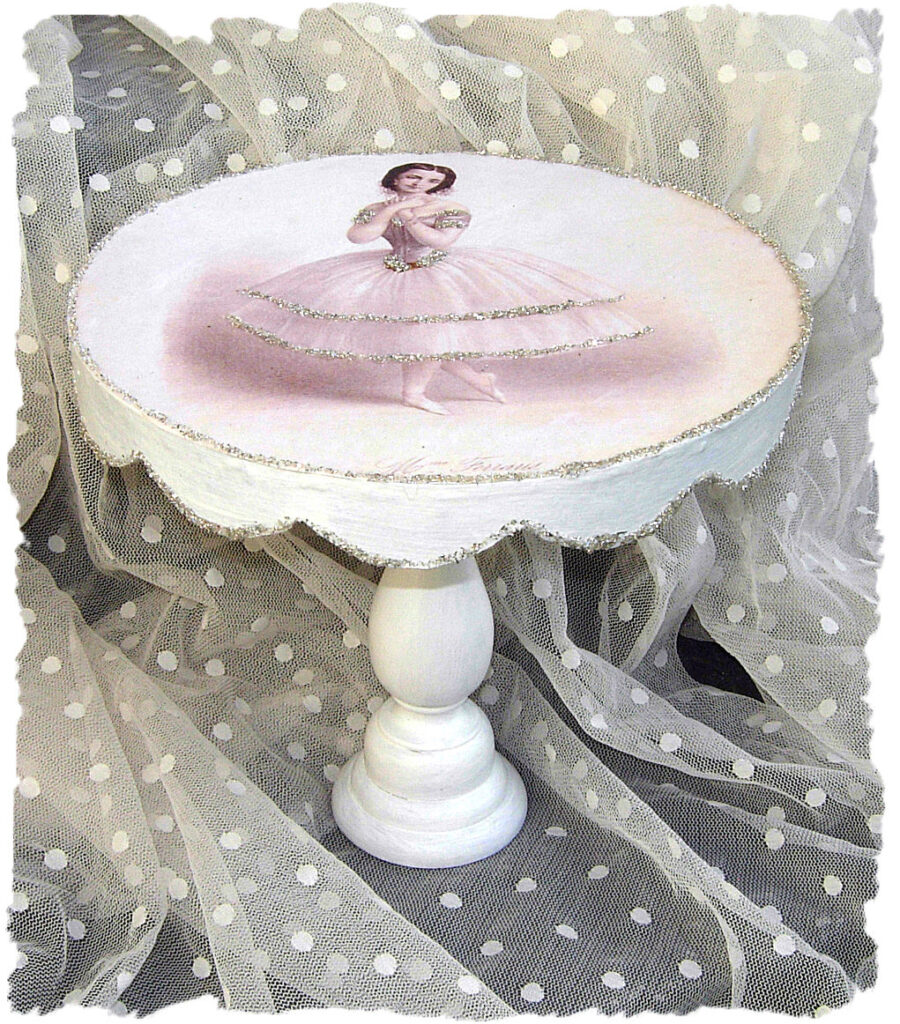 DIY Pedestal Cake Stand with Pink Ballerina