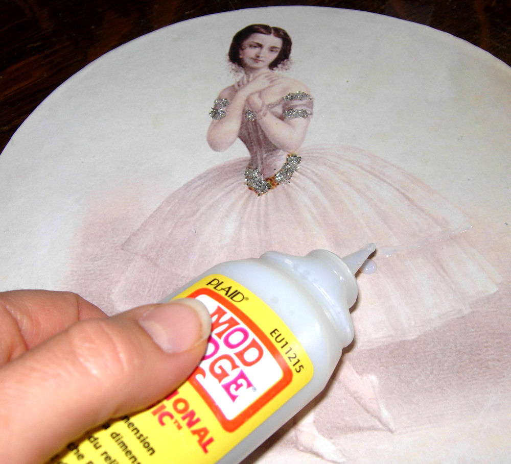 Adding dimensional glue to ballerina print