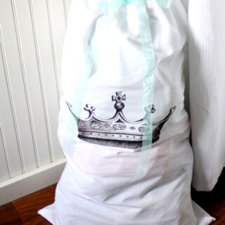 Finished DIY Laundry Bag with Crown