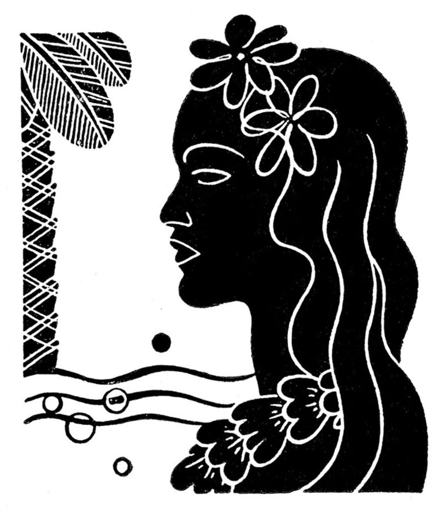 Silhouette of Hawaiian lady