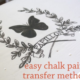 Butterfly chalk paint on furniture transfer