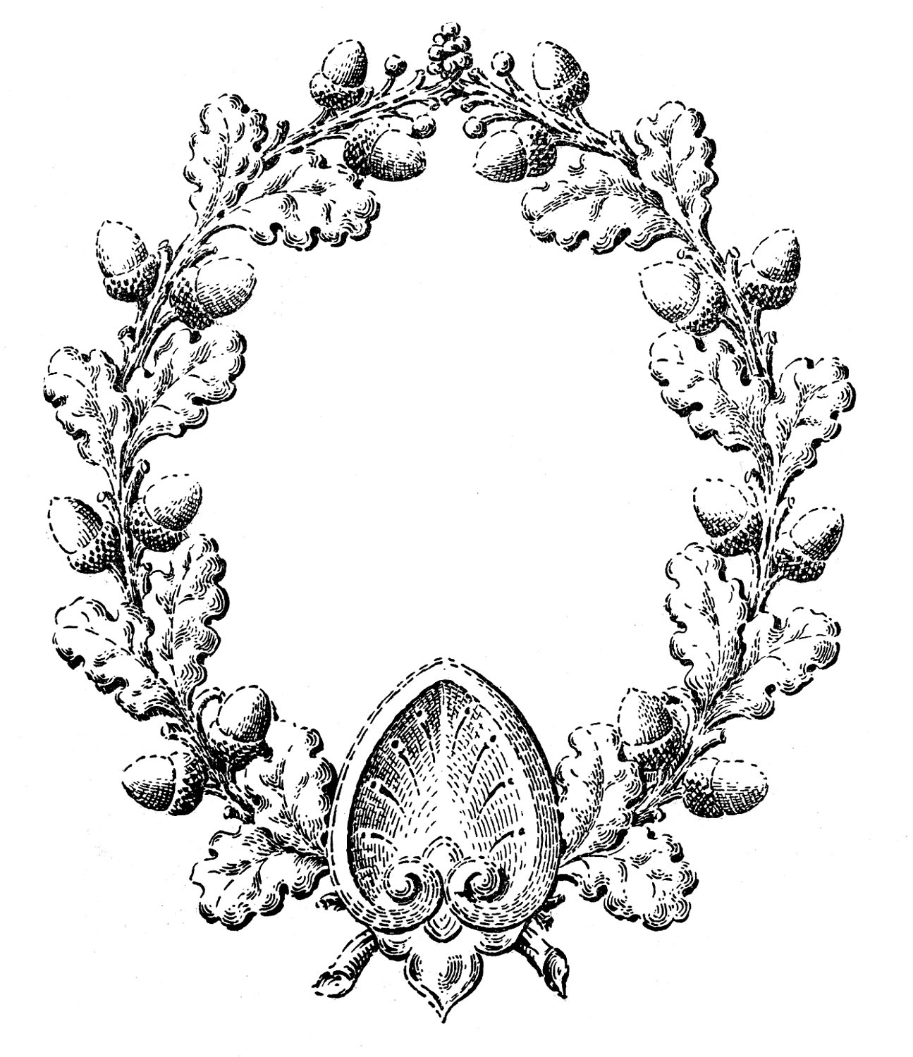 victorian acorn and oak leaf border motif