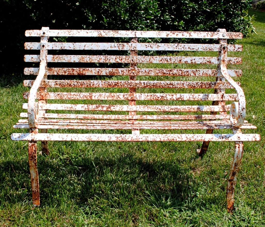 Antique Rusty Iron Garden Bench