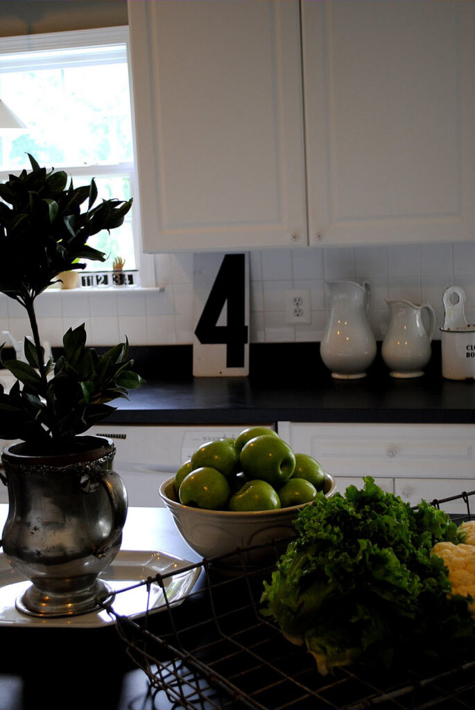 White Kitchen with Black Countertops