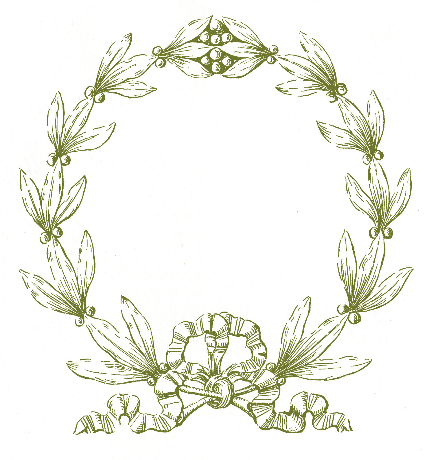 Vintage Christmas Clip Art - Laurel Wreath Frame - The Graphics Fairy