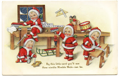 Vintage Christmas Image - Cute Baby Santas - The Graphics Fairy