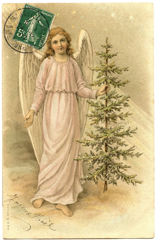 7 Angels with Christmas Trees Clipart! - The Graphics Fairy