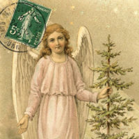 angel with tree and stamp