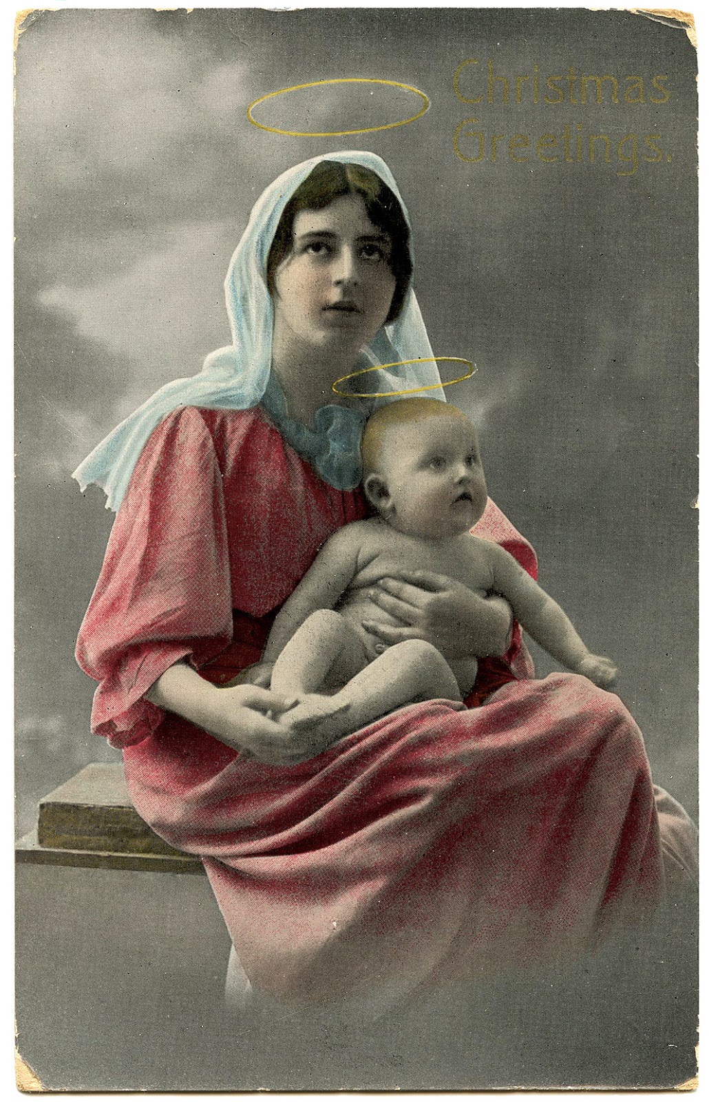 Old Photo Madonna and Jesus Image