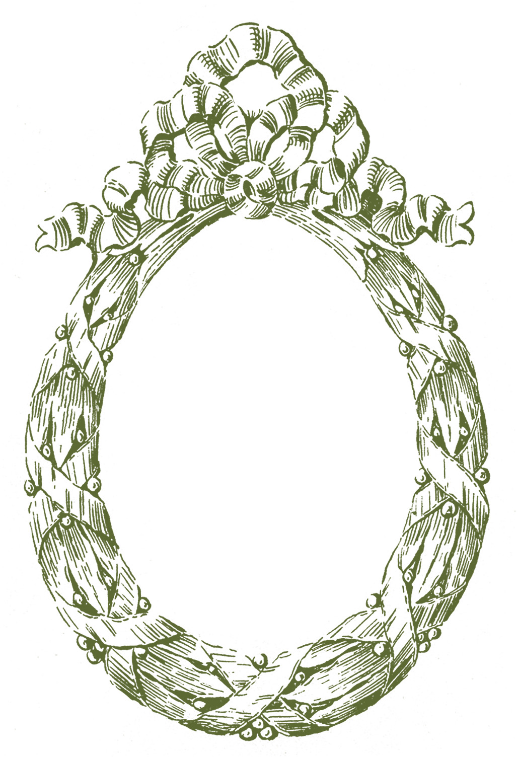 Vintage Graphic Frame - Oval Christmas Wreath - The Graphics Fairy