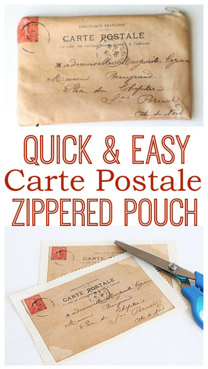 Carte Postale Zippered Pouch