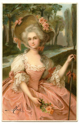 Vintage Image - Lady with Roses - Marie Antoinette-esque - The Graphics