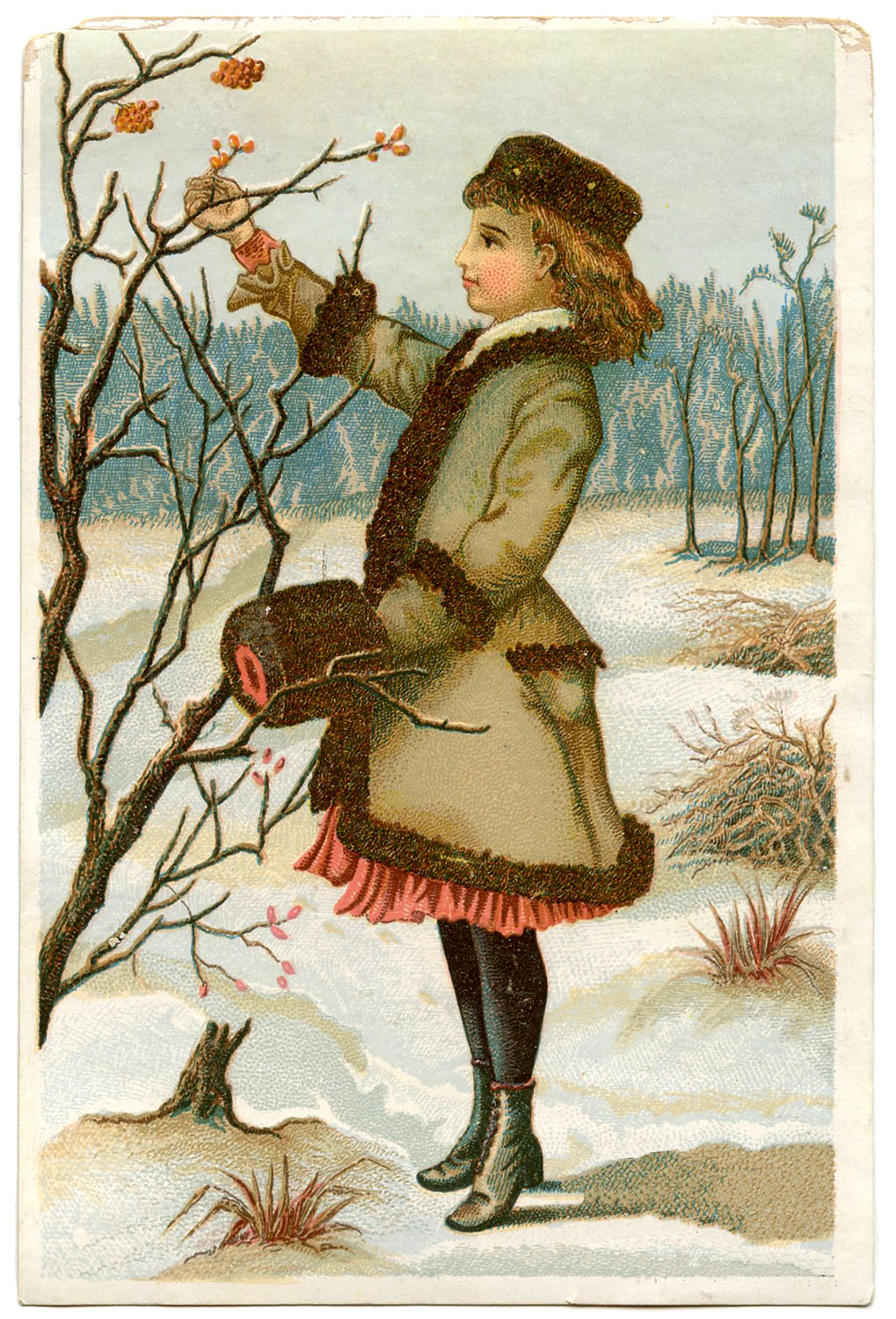 Antique Graphic - Winter Girl - The Graphics Fairy