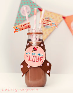 Valentine label on bottle with flags craft