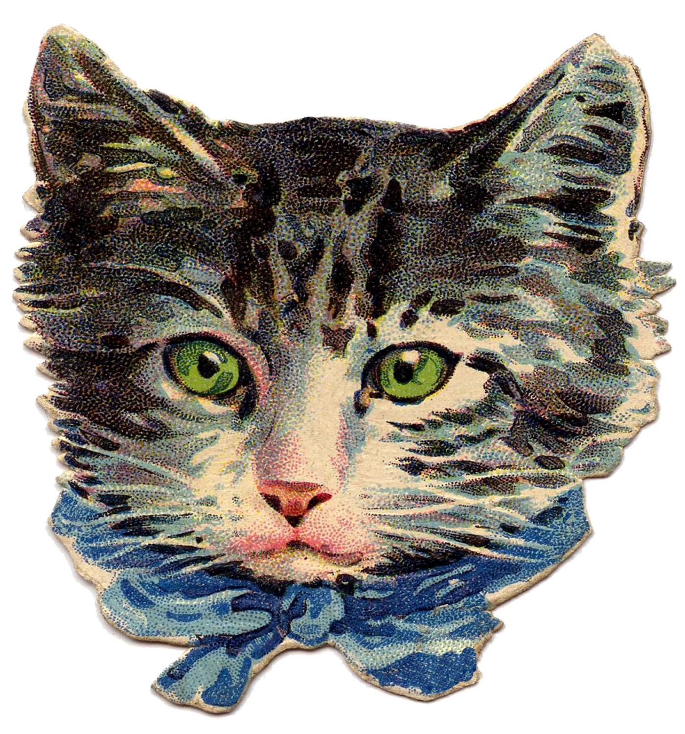 Vintage Image Kitty Cat with Green Eyes The Graphics Fairy