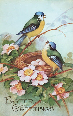 Vintage Stock Easter Image Birds Nest