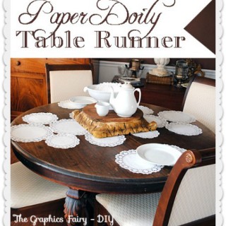Dining table with paper doily table runner