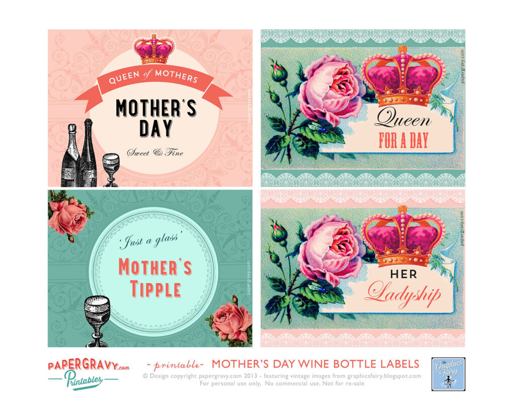 Free Printable Mother's Day Wine Labels