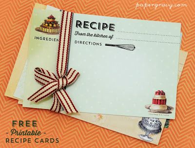Printable Recipe Cards tied with Ribbon