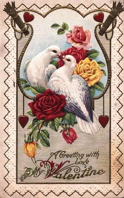 Pretty Vintage Valentine with Doves - The Graphics Fairy