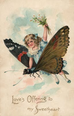 Free Vintage Clip Art - Girl with Butterfly - The Graphics Fairy