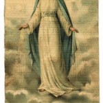 Holy Card with Mary in clouds