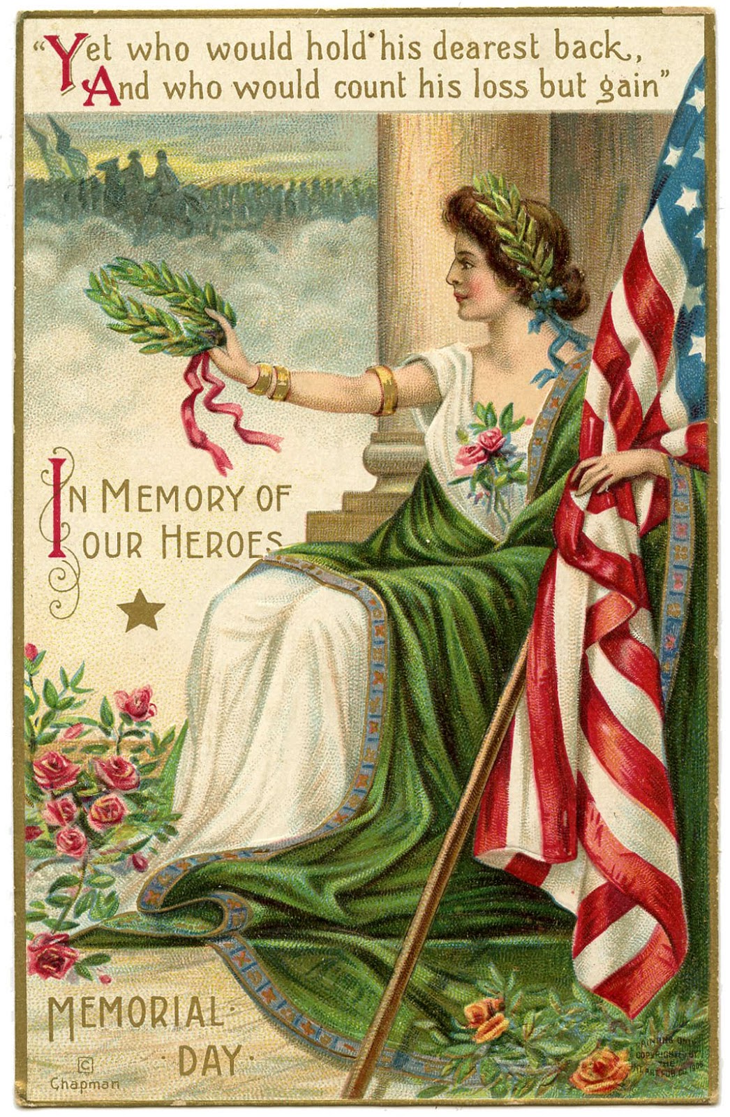 memorial lady liberty graphics fairy postcard