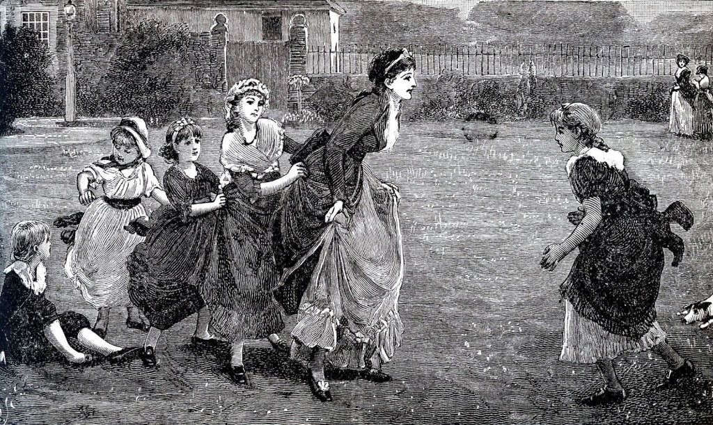 Mother Playing outdoors with Children