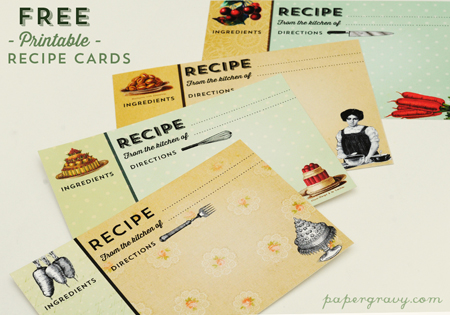 Recipe Cards to Print out
