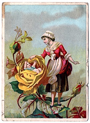 Victorian Clip Art - Lady with Rose Baby - The Graphics Fairy