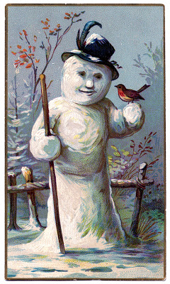 Vintage Winter Graphic Lady Snowman The Graphics Fairy