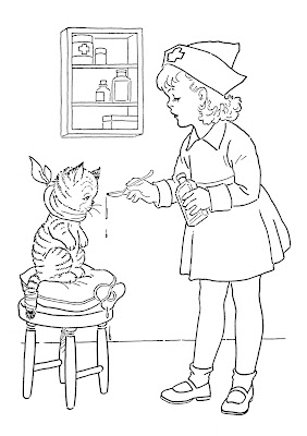 Kids Vintage Printable Coloring Page Lil Nurse The