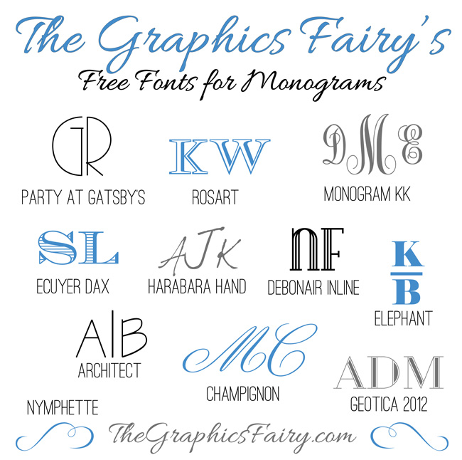 Favorite Free Fonts For Creating Monograms The Graphics Fairy