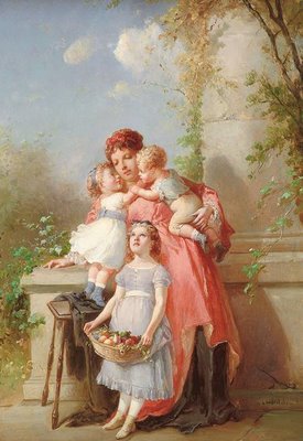 Free Graphic - Beautiful Painting of Mother and Children - The Graphics