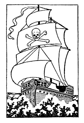 Black and White Clip Art - Pirate Ship - The Graphics Fairy