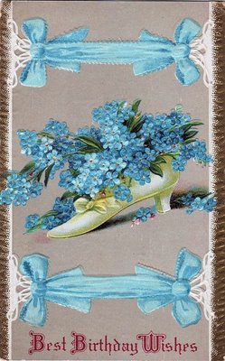 Vintage Birthday Card Shoe with Forget Me Nots The 