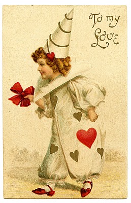 Vintage Valentine's Day Clip Art - Darling Clown Girl - The Graphics Fairy