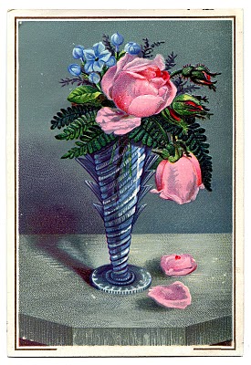 Vintage Clip Art Crystal Vase With Roses The Graphics