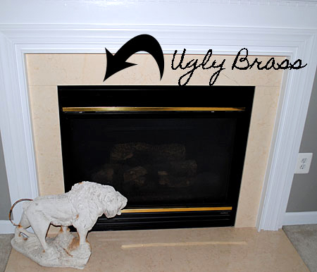Gas fireplace with brass