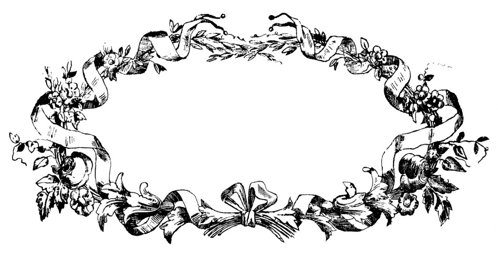 French Ribbon Frame Image Black and White