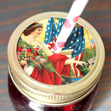 mason jar lid with flag lady