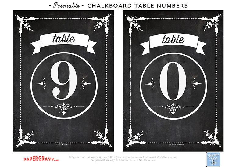 chalkboard numbers printable table cards the graphics fairy