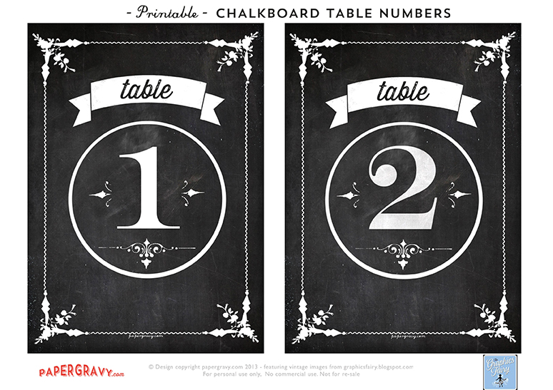 chalkboard numbers printable table cards the graphics fairy