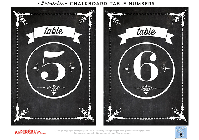 Table Numbers to Print