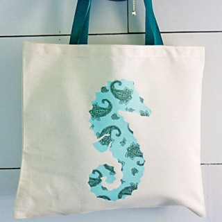 tote bag with seahorse