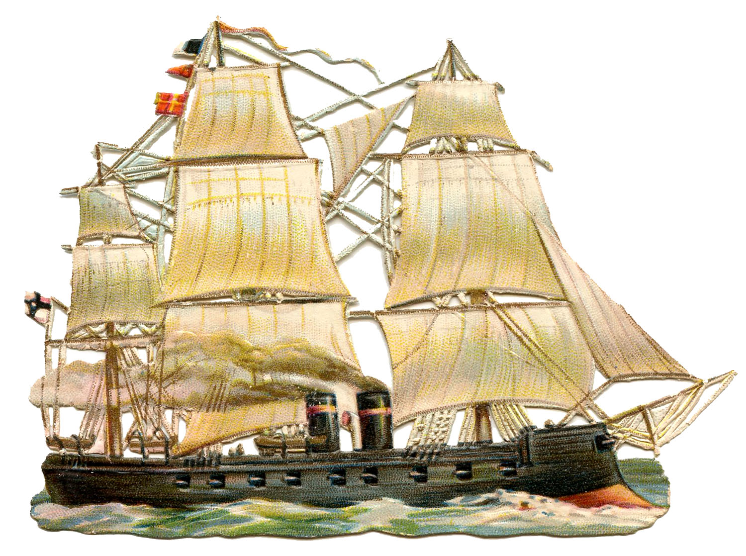 Vintage Ship Image Steam Sails
