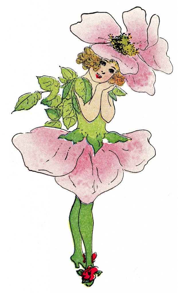 Vintage Fairy Image Rose Flower Girl